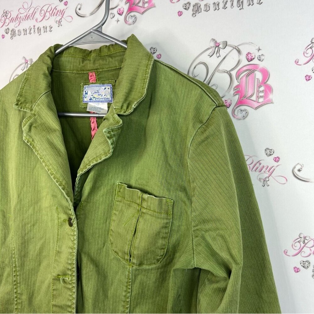Cornell tradine jacket button up coat Olive Green Women's Blazer - Picture 4 of 9